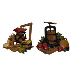 Vintage Homco Rustic Metal Farmhouse Kitchen Plaques Set of 2